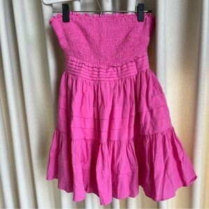 NWT Pink strapless smocked mini dress